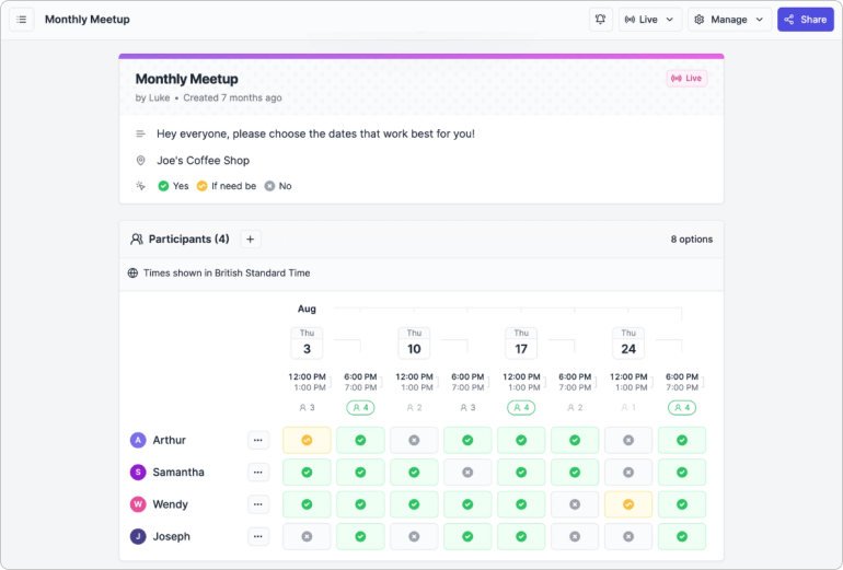 Rallly (formerly Tungle.me) screenshot