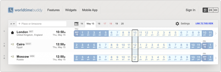 World Time Buddy screengrab